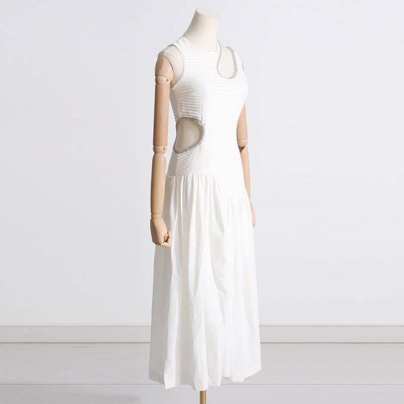 Productseeker - Vendita all'ingrosso Vestito - Donna - DR0137 Spring Elegance: abito sottile e plissettato senza maniche12