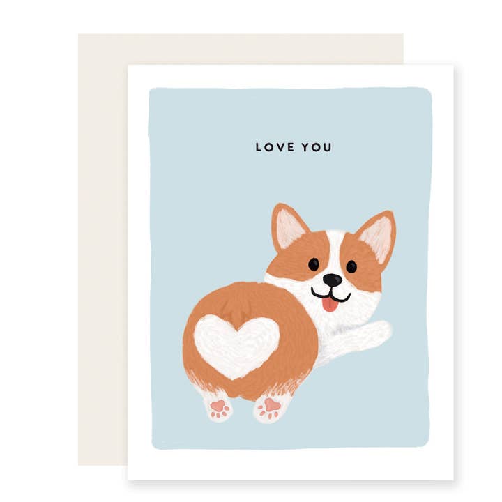 Corgi älskar dig | Rolig kärlek vänskap Corgi Butt Card för wholesale av Slightly Stationery