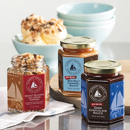 Harbor Sweets Chocolates - Wholesale Caramel Sauce - Sea Salt Caramel - Ice Cream Toppings & Sauces 10 oz1