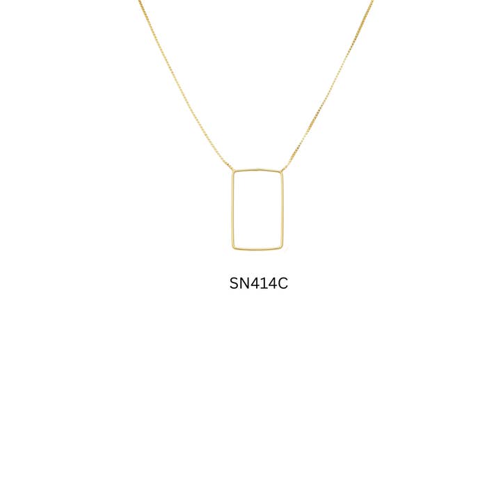Sai Brazil - Wholesale Pendant/Charm Necklace - SN414C "Rectangular" Geometric 18K Gold Plated Necklace