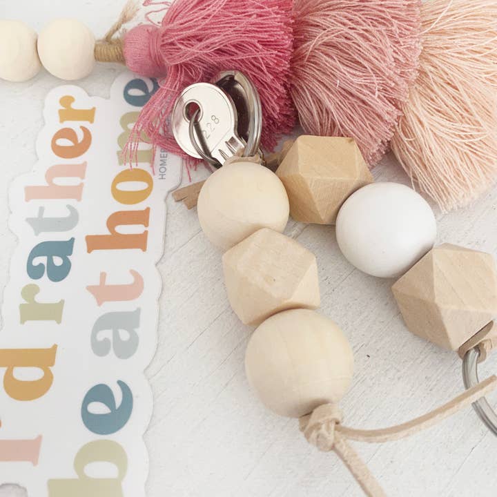 Simply Styled Art - Wholesale Keychain - Women's - Boho Wood Bead Geometric Keychain1