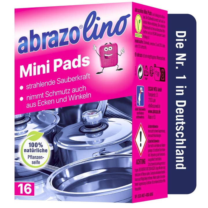 abrazo – Großhandel Reinigungsschwamm – abrazolino Mini Pads - 16 verseifte Reinigungspads, handlich