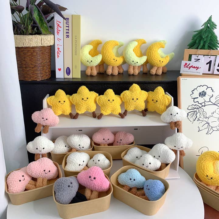Crochet Jellycat inspired Plush, Handmade gifts, Moon, Cloud for wholesale by Lilyrosy(Duty free)