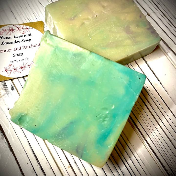 Lavender and Patchouli cold process soap for wholesale by Peace Love and Lavender Soap