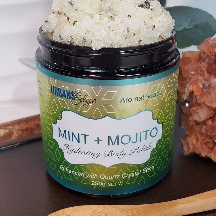 Urban's Edge – wholesale Kroppsskrubb/Exfoliant – MINT + MOJITO ÅTERFUKTANDE KROPPSPOLERING (SOCKER SCRUB)0