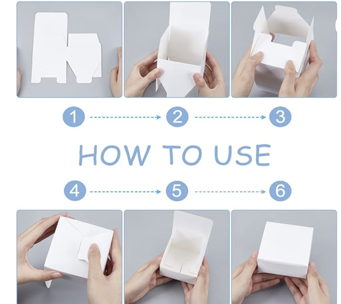ByHome – wholesale Presentbox – 48 st, 10 storlekar små vita vikbara kartongpapperspresentaskar6