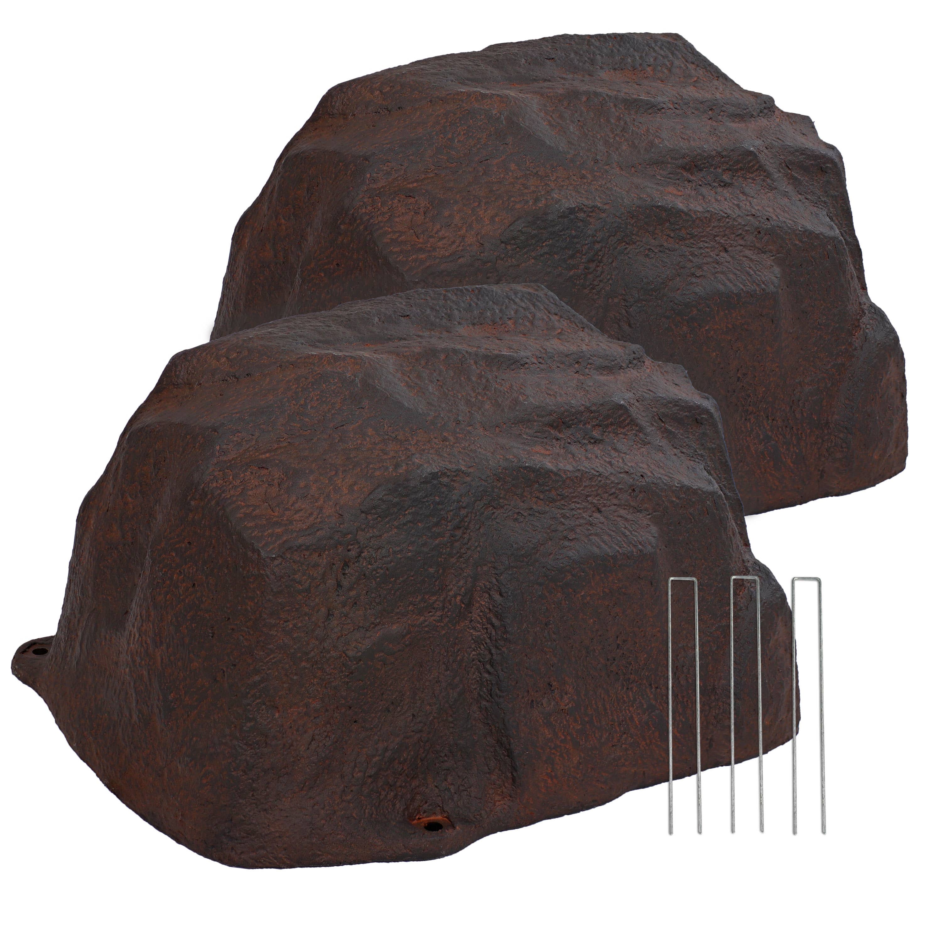 Sunnydaze Decor - Wholesale Outdoor Ornament/Decor - 2 Low-Profile Artificial Landscape Rock with Stakes - Brown1
