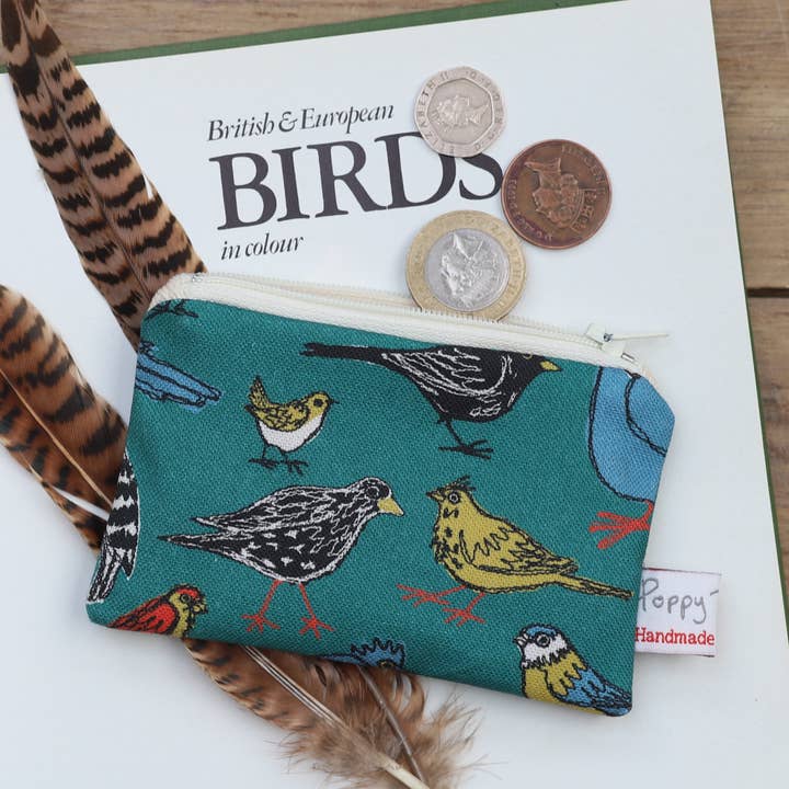 garden birds small useful purse for wholesale by Poppy Treffry