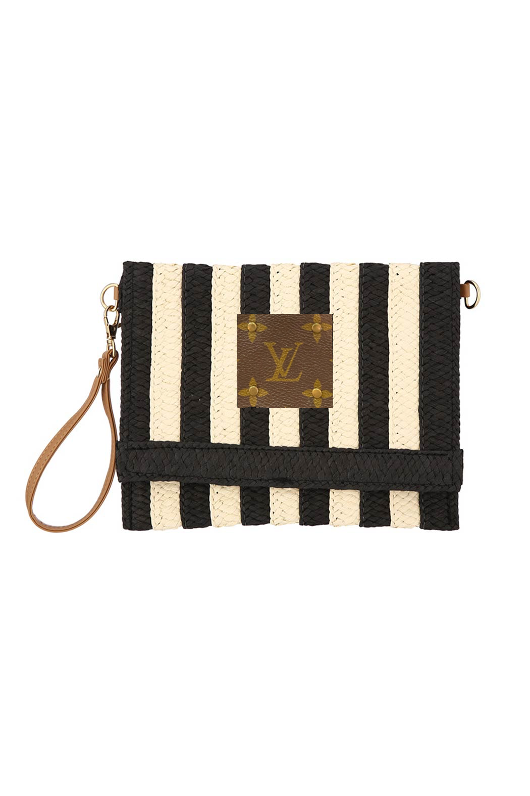 Embellish Your Life - Wholesale Clutch Bag - Women's - Upcycled Striped Straw Clutch Wristlet Crossbody2