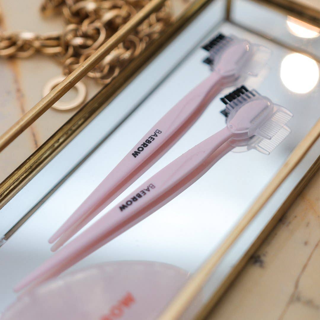 Rose Clair MINI-RASOIR À SOURCILS AVEC TOILETTEUR - PAQUET DE 2 en vente sur Faire3