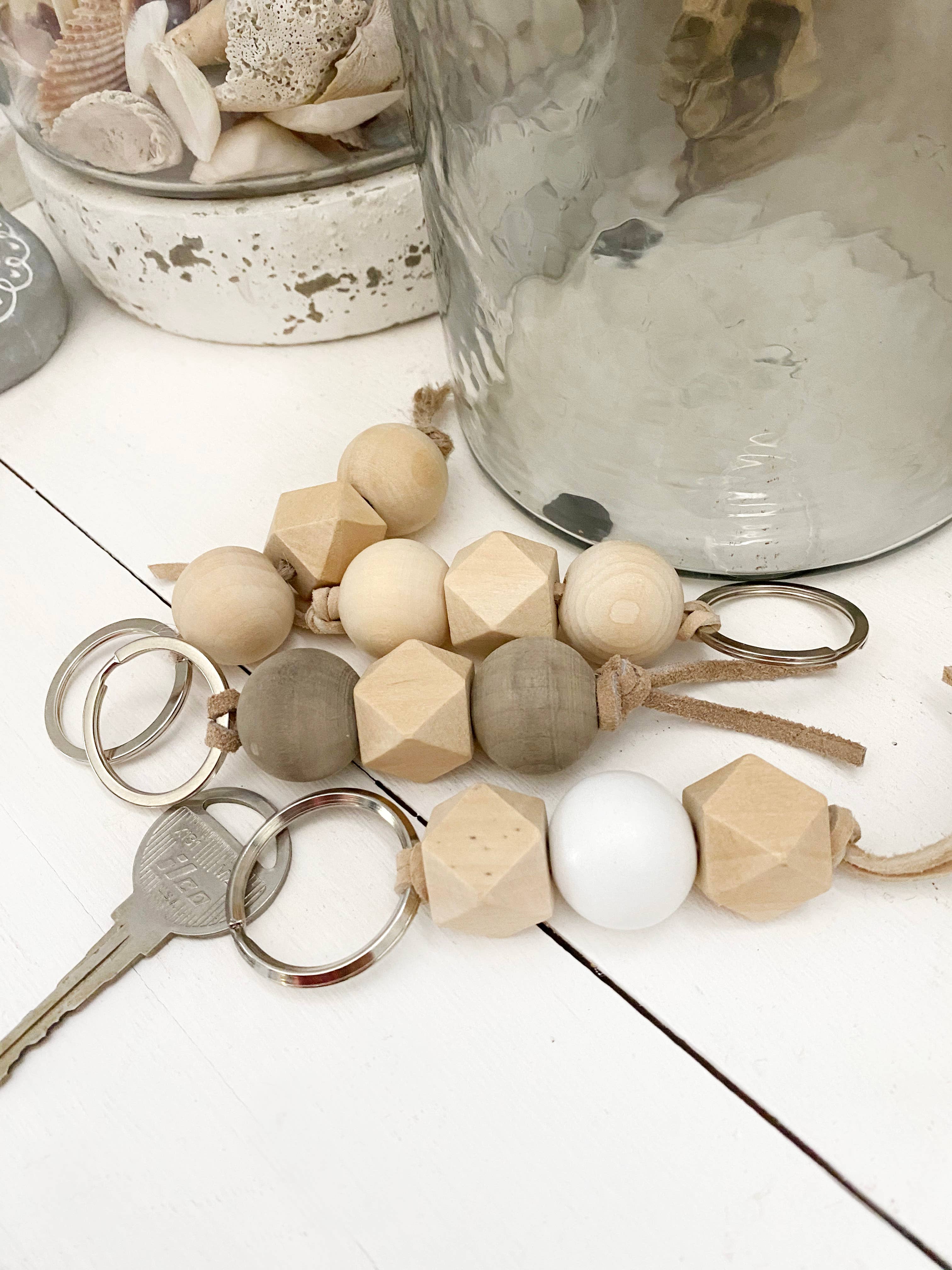 Simply Styled Art - Vente Porte-clés – femme - Porte-clés géométrique de perles de bois bohème9