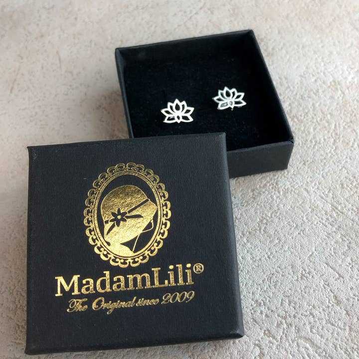 MadamLili - Wholesale Stud/Post Earrings - Mini 925 Sterling Silver Lotus Stud Earrings — EHR925-1194