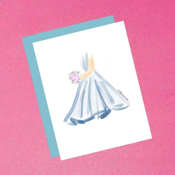 Tarjeta de felicitación en blanco con ilustración de moda azul para venta al por mayor de Tiffany Ascensio Designs | Watercolor Greeting Cards