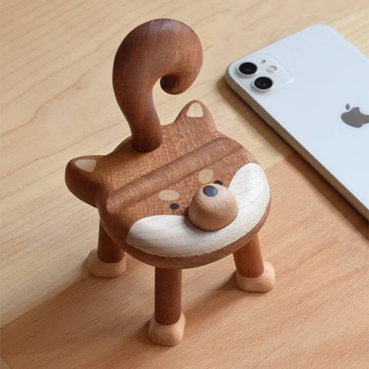 Senser Woodcraft - Wholesale Phone/tablet stand - Shiba Inu Wooden Phone Stand - Cute Desk Accessory Holder1