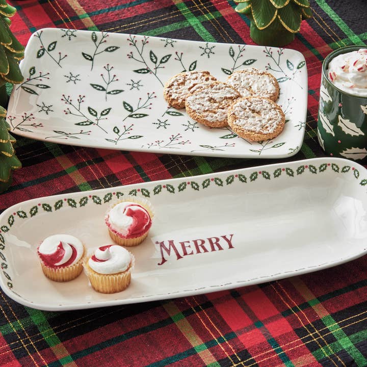 Tis The Season Rectangular Platter Multi Stoneware Christmas for wholesale on Faire1