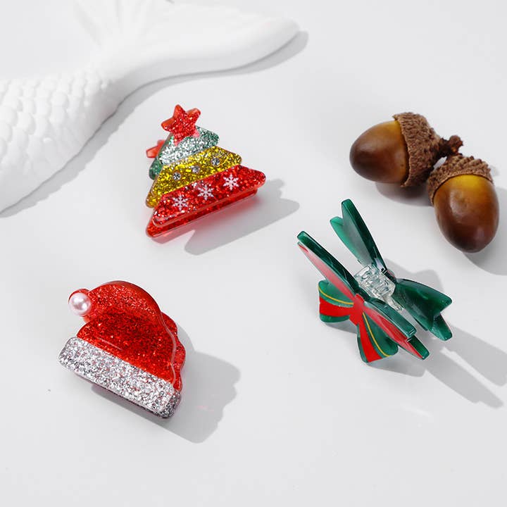 SoapElenGlen - Wholesale Hair Clip - Women's - Festive Christmas Tree & Santa Hat Hair Clips6