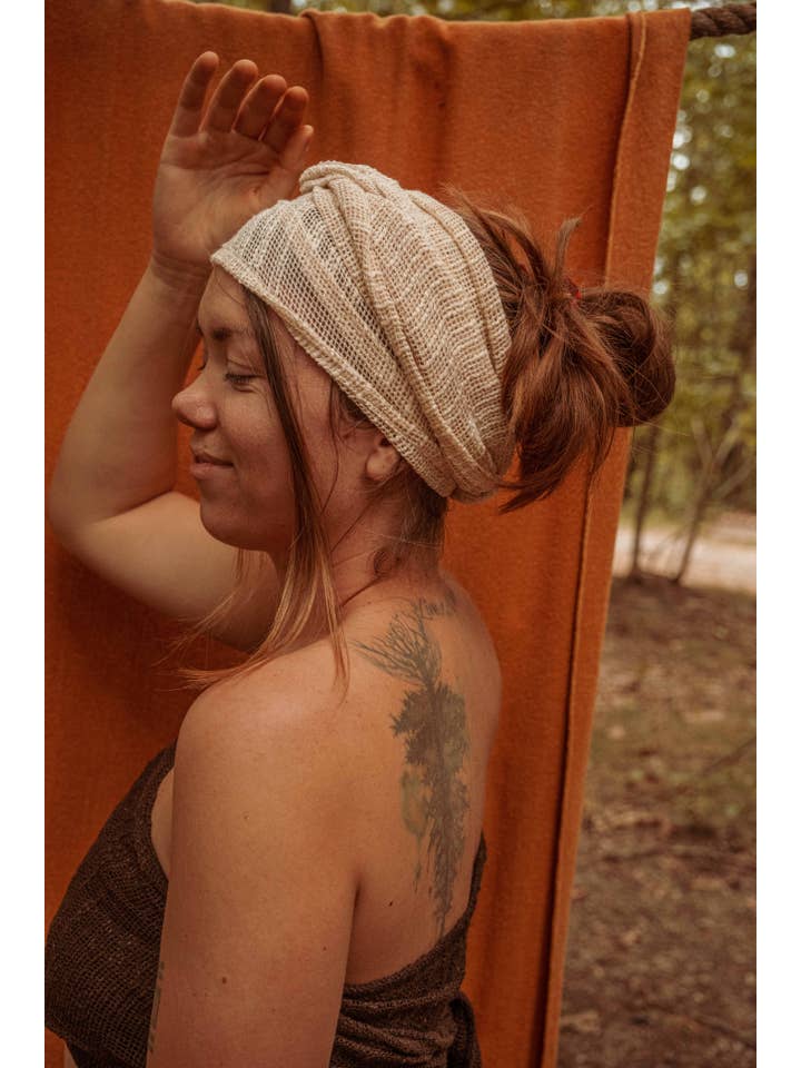 Gardenbelle Shop - Wholesale Swim Cover Up - Women's - Beachy Recycled Cotton Bohemian Mesh Hair Wrap Bandeau Top