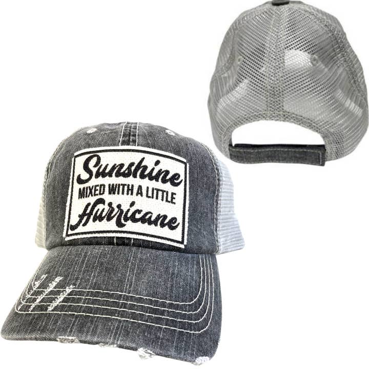 dkhandmade - Wholesale Trucker Hat - Women's - SUNSHINE WITH A LITTLE HURRICANE | WOMAN'S HAT | DISTRESSED1