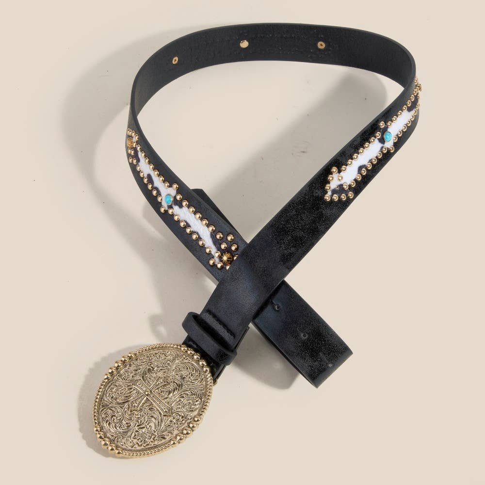 Anarchy Street - Wholesale Belt - Women's - Vegan Leather Embroidered Cowboy Buckle Belt4