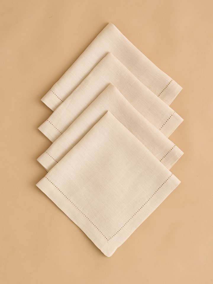 Hemstitch Border Napkins (Set of 4)-Oat for wholesale by Terrakotta Home