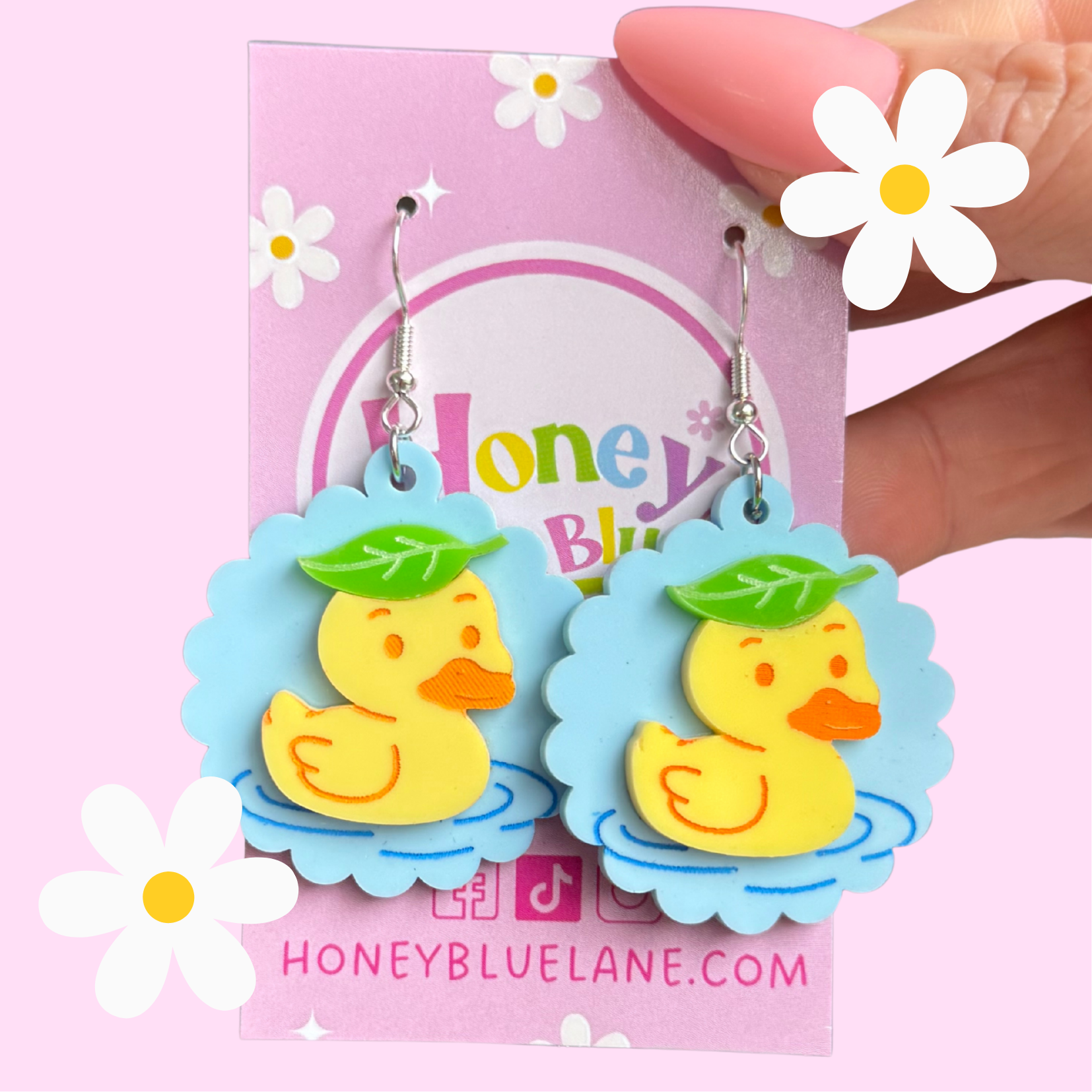 Honey Blue Lane - Wholesale Dangle Earrings - Duck In A Pond Earrings (Quirky, Funky, Kawaii,Y2K)0