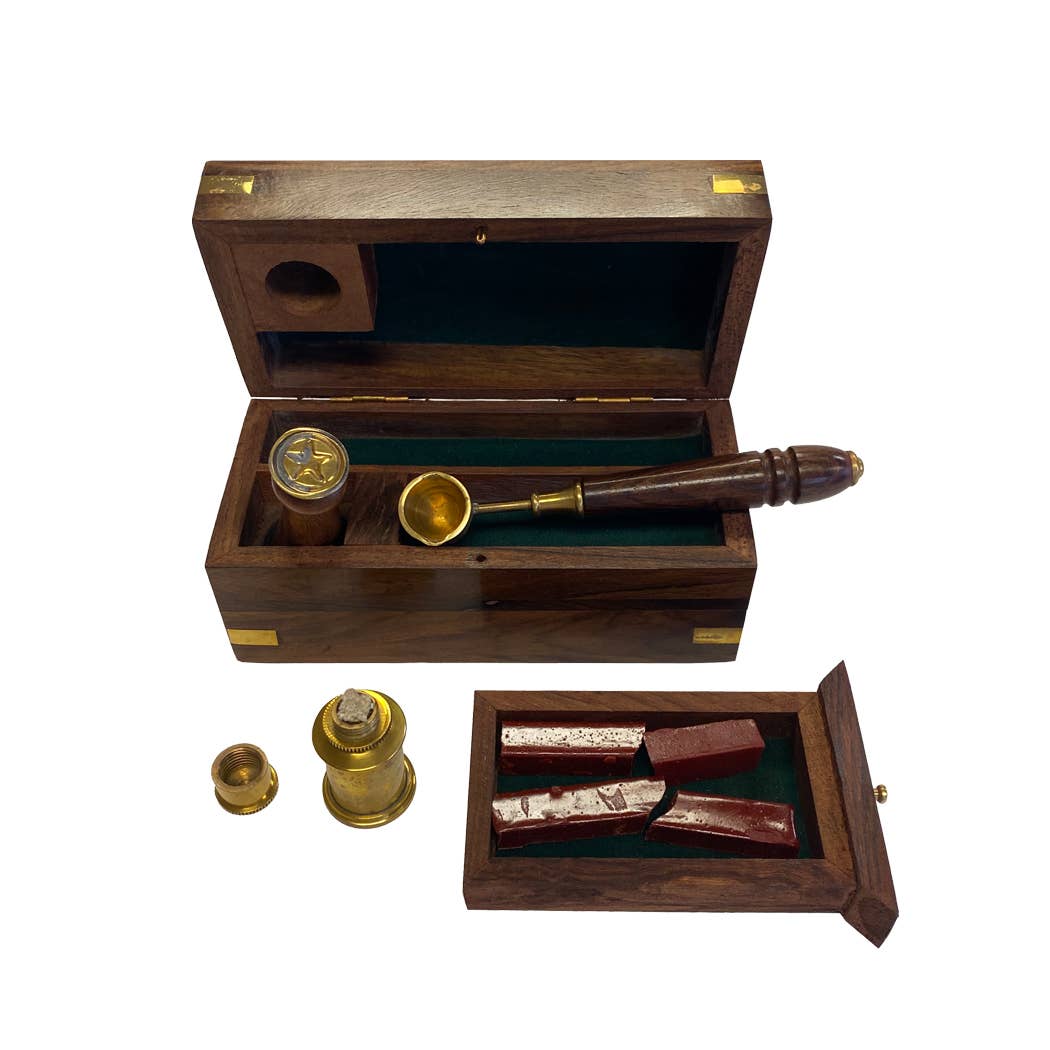 Madison Bay Co. - Historical Home Decor Reproductions - Wholesale Sealing Wax - Wax Seal Kit in Wooden Box, 5-1/2”1