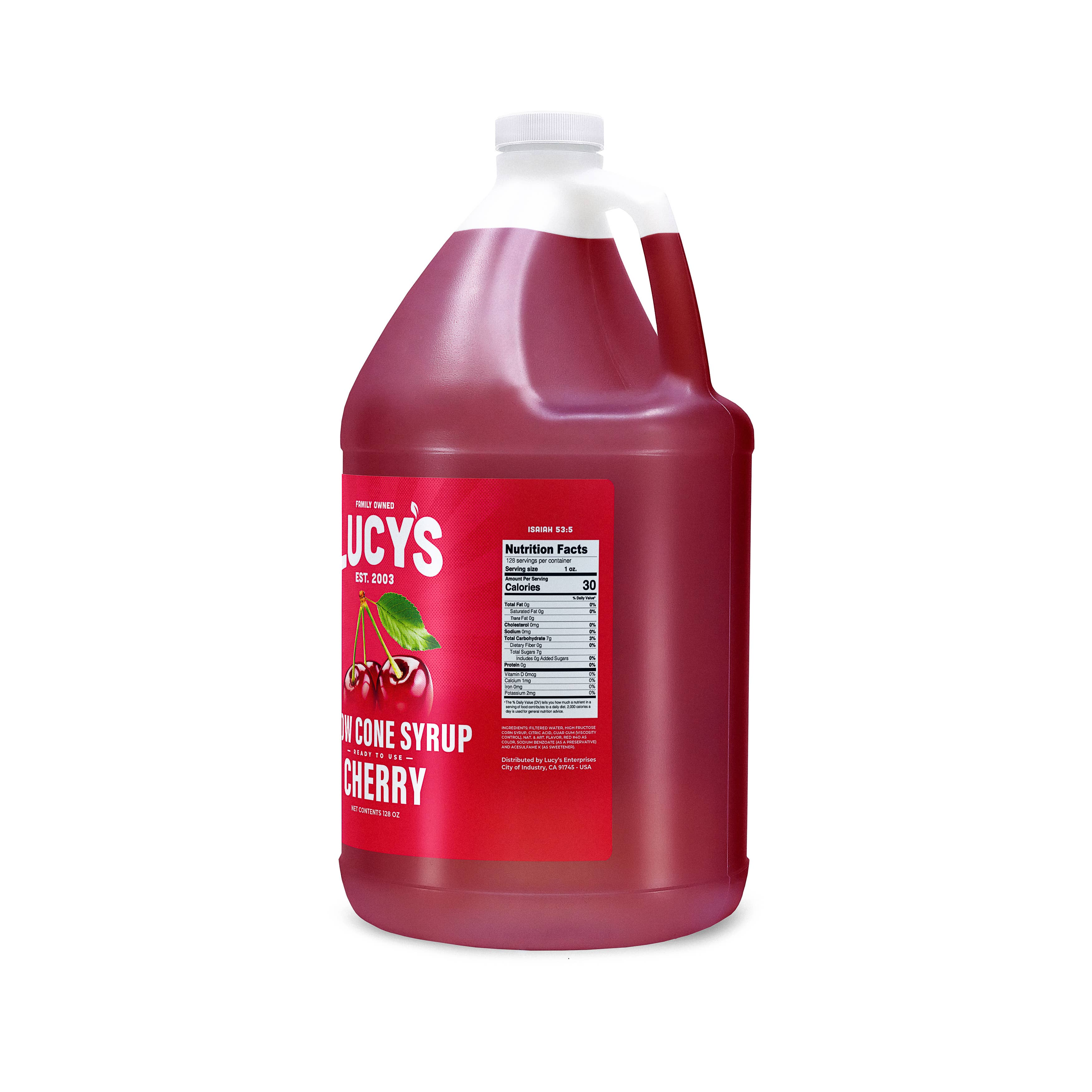 Lucy's - Wholesale Flavored Syrup - Cherry Snow Cone Syrup - 128oz1