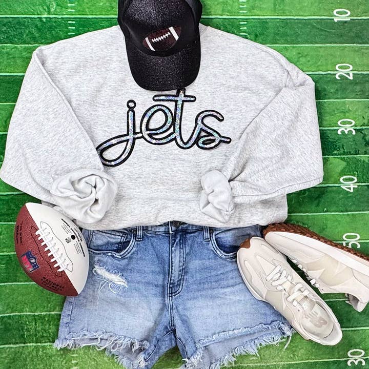 Toppa con paillettes Jets per la vendita all'ingrosso da parte di Trendy Transfers