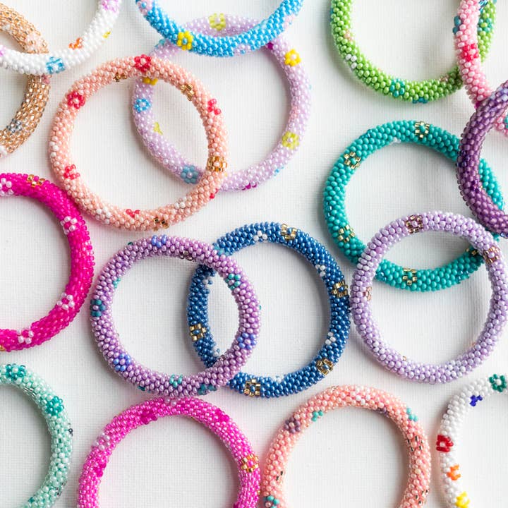Aid Through Trade - Wholesale Beaded Bracelet - Kids - Rollies® for Kids - Flower Power - Set of 20