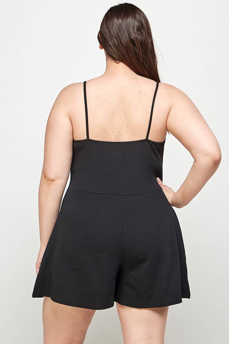 Haute Fox Plus Size & Contemporary - Wholesale Romper - Women's - Plus Size Romper Asymmetrical Button Detail KY18005-RP7