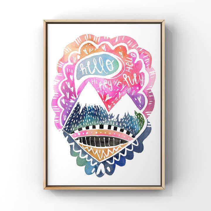 Hello Mountains Print for wholesale by MLE JAY