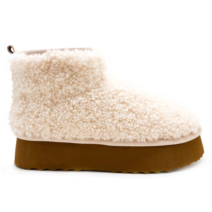 thies 1856 ® Platform Shearling korta boots i beige för wholesale av thies