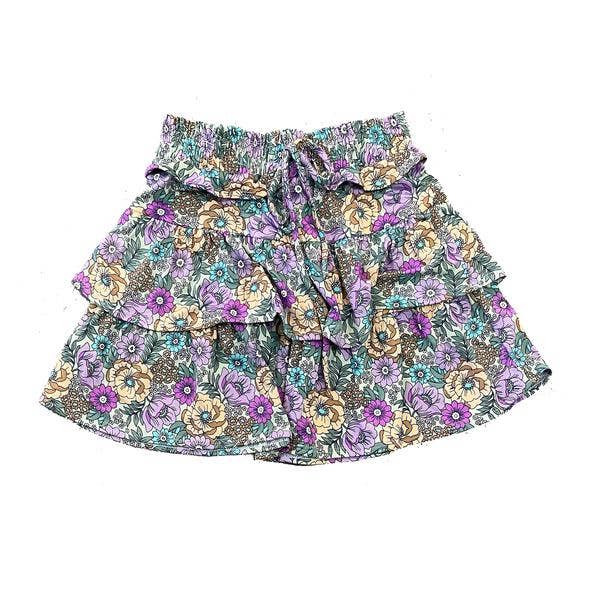 Tweenstyle by Stoopher - Sage/Lavender Floral Tiered Skirt for wholesale by Tweenstyle By Stoopher