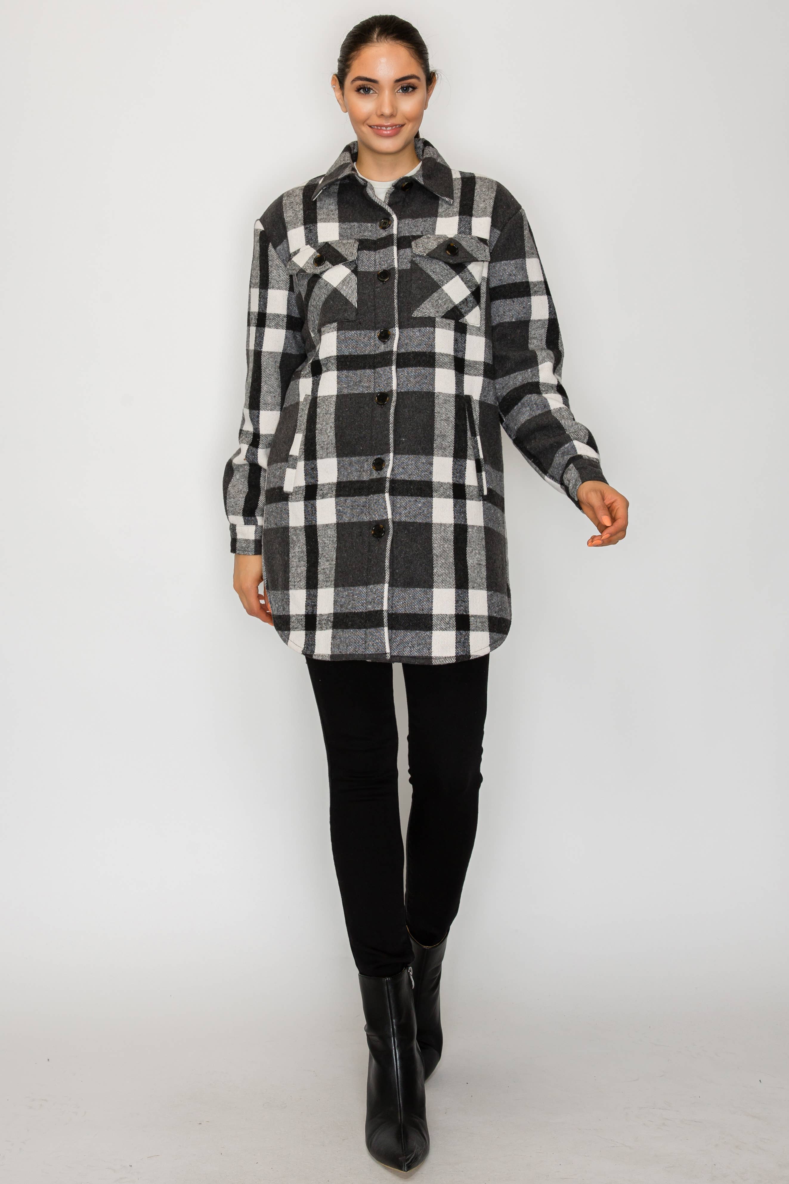 PATRONCITO USA INTERNATIONAL, INC - Wholesale Shirt Jacket/Shacket - Women's - Women Plaid Long Button Shirts Jackets (Shakets) LJ450-202533