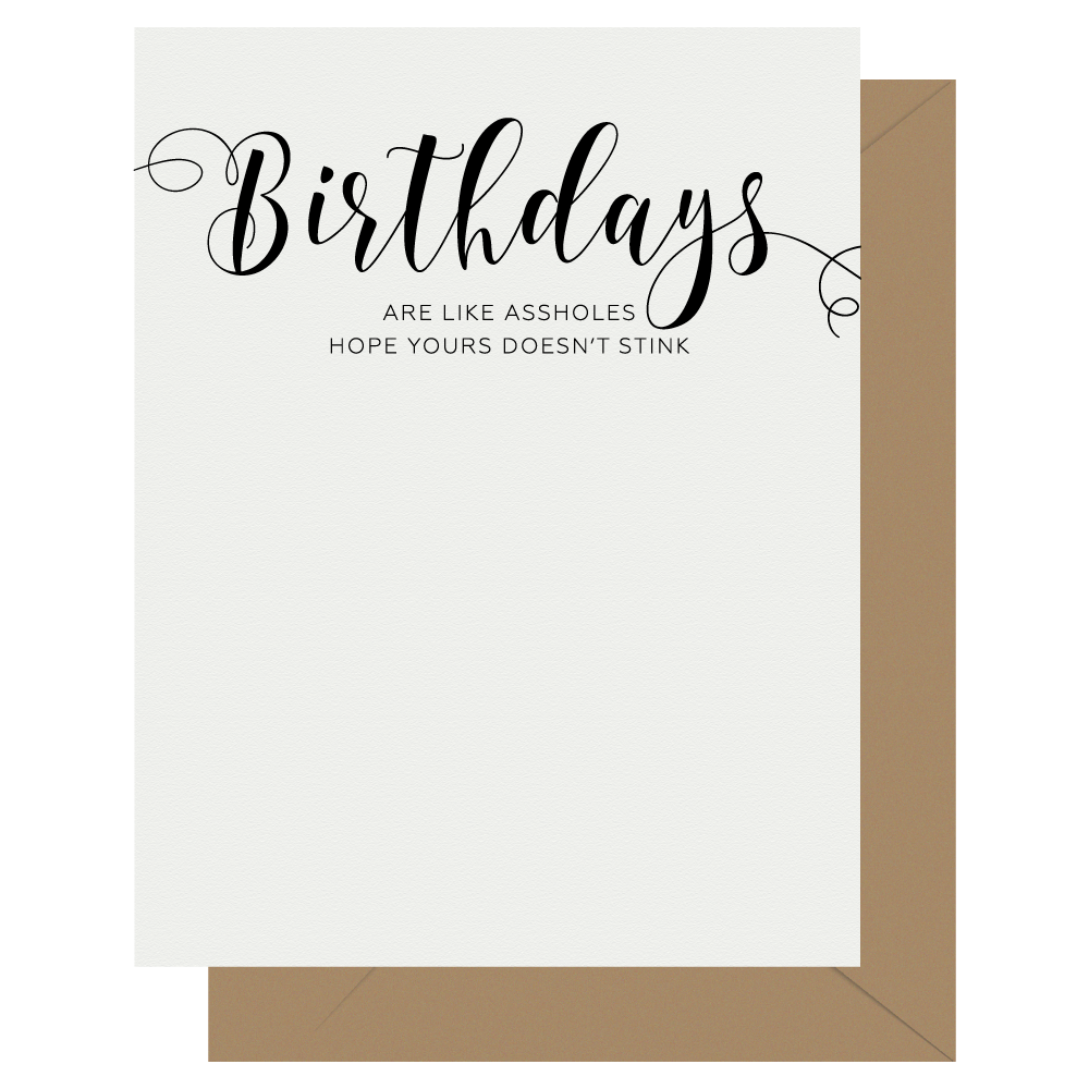 Letterpress Jess - Wholesale Birthday Card - Crass Calligraphy Birthdays Letterpress Greeting Card0