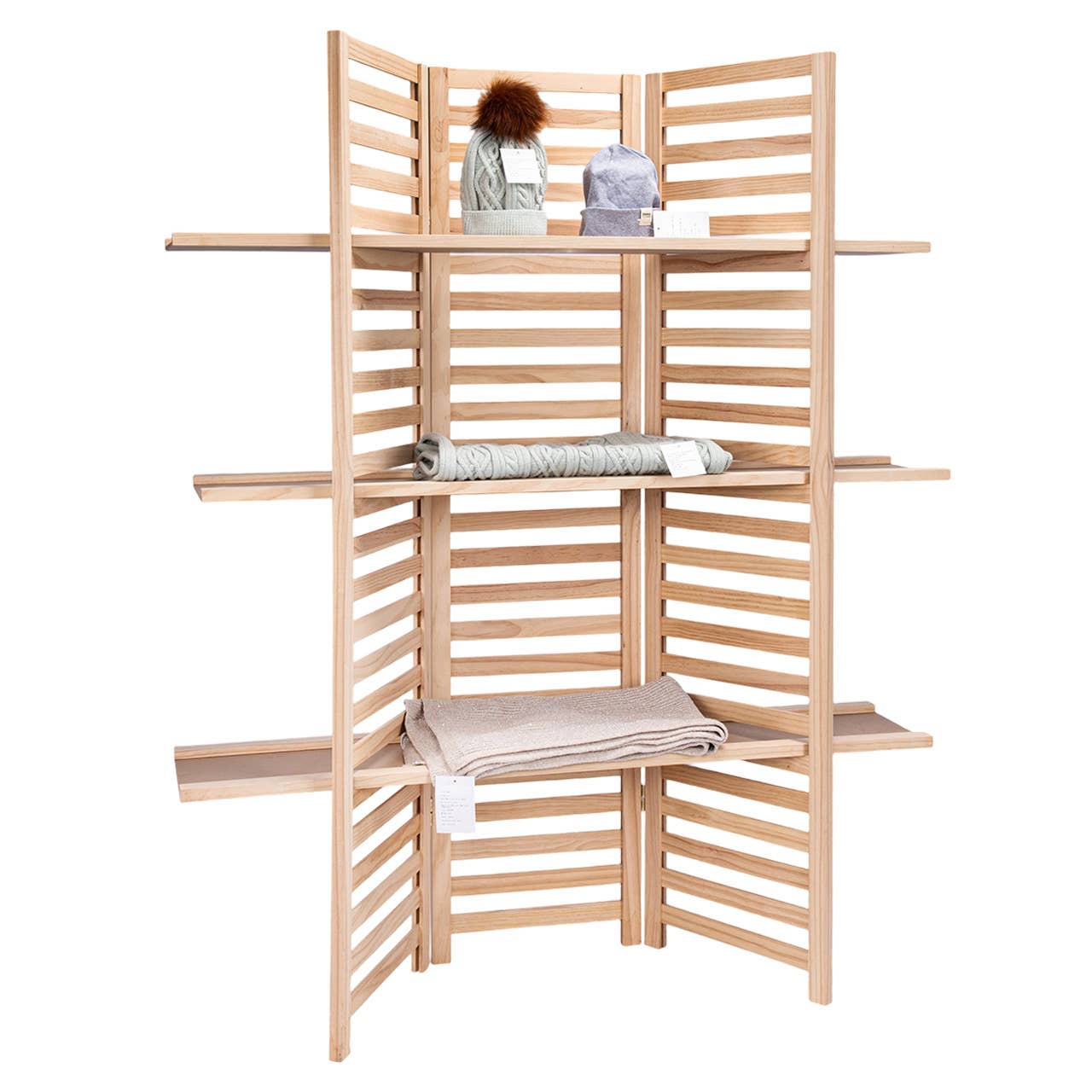 Store Supply Warehouse - Wholesale Retailer Display - Kids & Baby - 3-Panel Wood Display With 3 Shelves 2