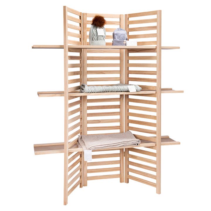 Store Supply Warehouse - Wholesale Retailer Display - Kids & Baby - 3-Panel Wood Display With 3 Shelves 2