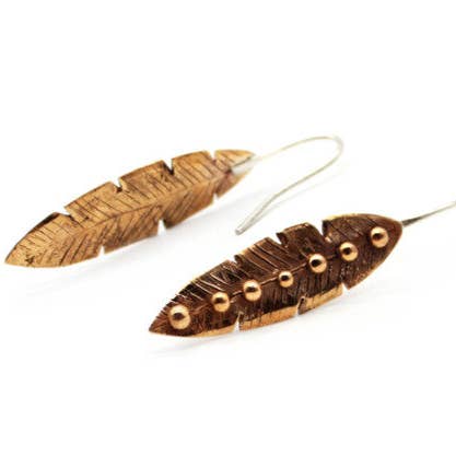 Bronze leaf earrings for wholesale by NOKIKE