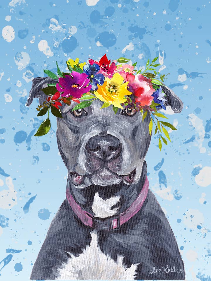 Pit Bull Blue - Drapeau de jardin couronné d'été pour la vente par Best of Breed Products