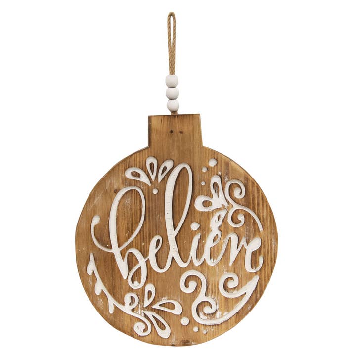 Letrero decorativo con forma de bombilla grabada Believe para venta al por mayor de Col House Designs