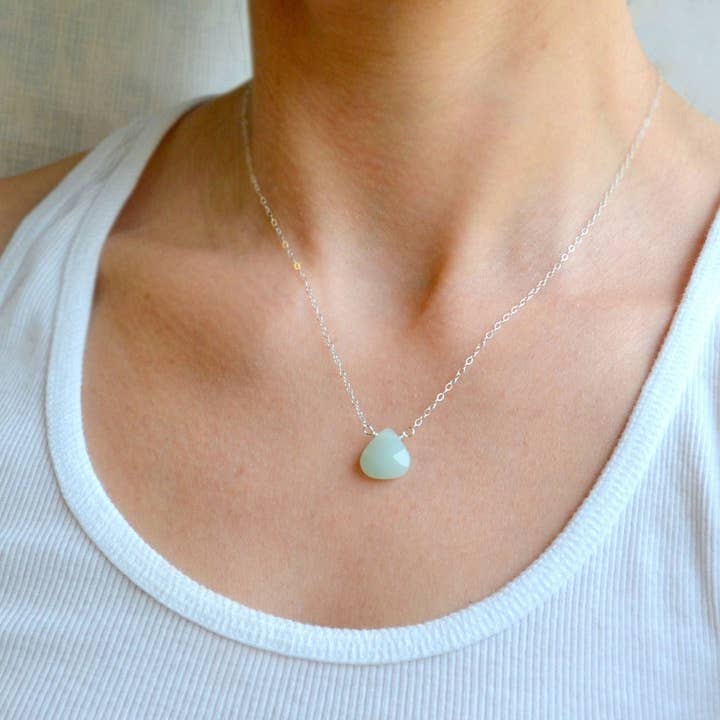 Collier en pierre de guérison en amazonite turquoise pâle pour la vente par Sela+Sage