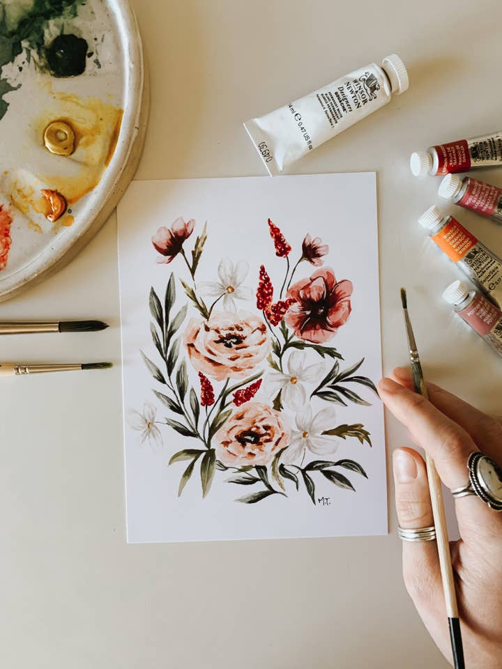 Støvet Rose Akvarel Print for engroshandel hos MacaelaMade