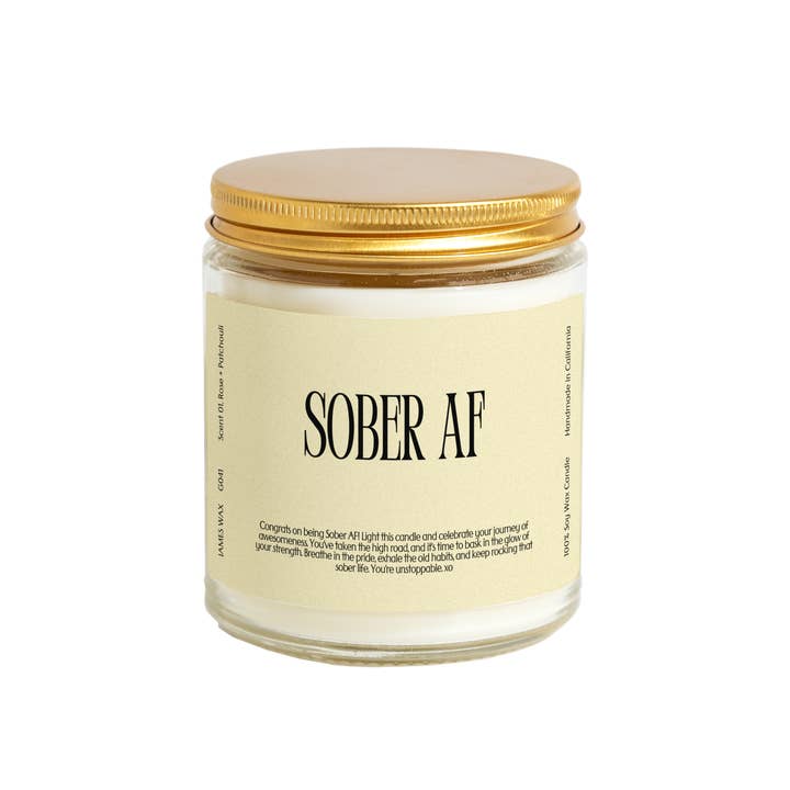 James Wax - Wholesale Jar/Filled Candle - Sobriety Celebrating Sobriety Sober AF Candle G0411