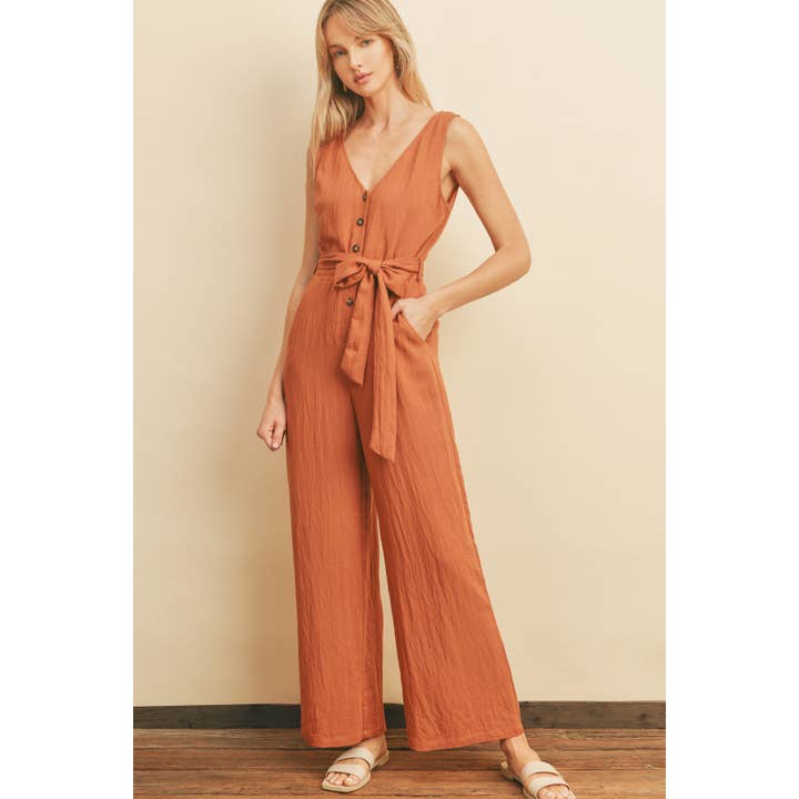 Macacão Button Down Sash Cinto (1) por atacado de Dress Forum