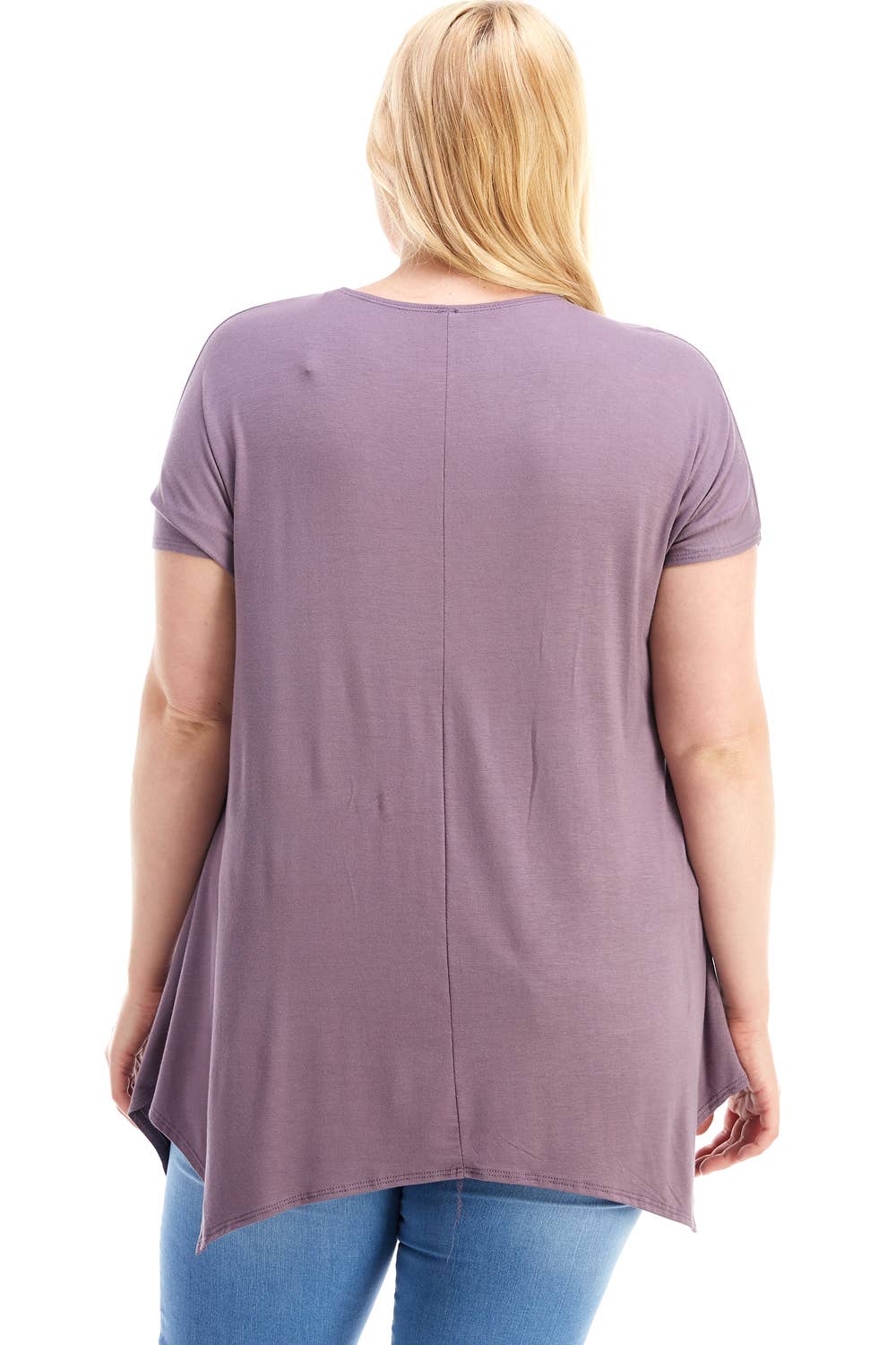 Azules Clothing - Wholesale Tunic - Women's - ATP-2307RSX Plus Size Asymmetric Short Sleeve Tunic56