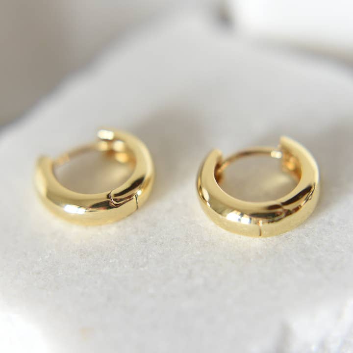 14k gold plated chunky hoops -earrings- saranne for wholesale by Bella Rey jewelry