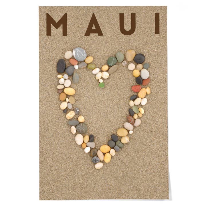 GICLEE PRINT Maui, Hawaii, Stone Heart on Sand for wholesale by Lantern Press