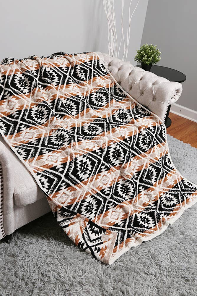 Hana - Vendita all'ingrosso Plaid - Coperta invernale reversibile con motivo tribale8