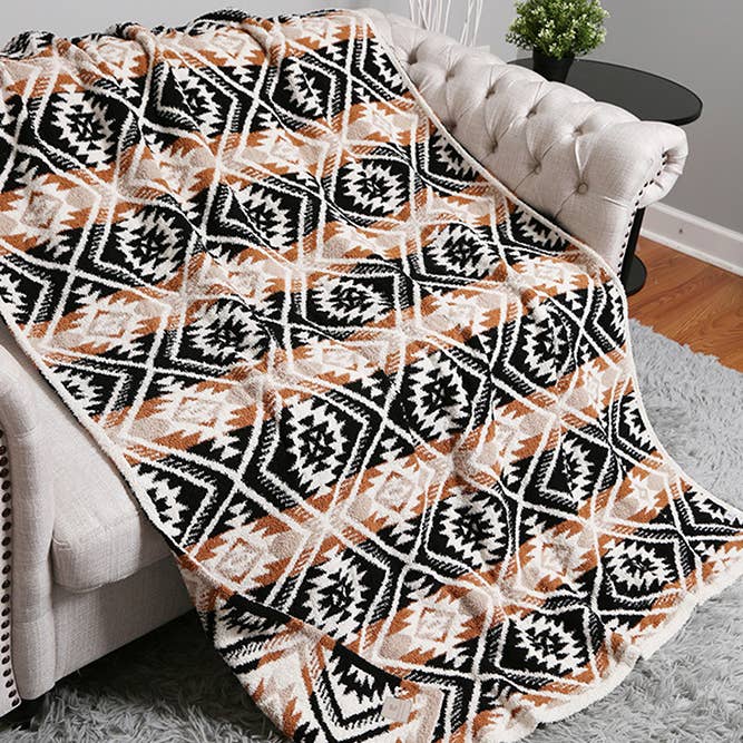 Hana - Vendita all'ingrosso Plaid - Coperta invernale reversibile con motivo tribale8