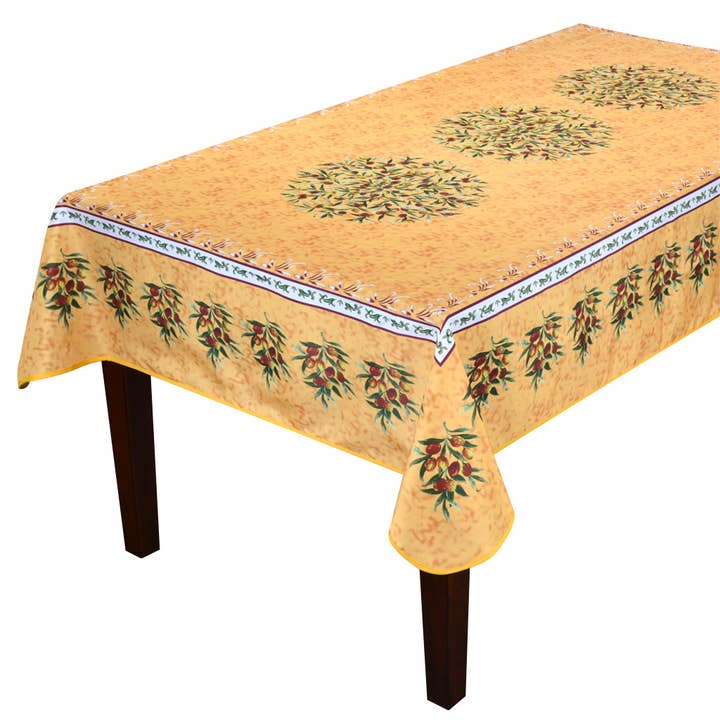 Provence Olivier Yellow 59x90" Rect Polyester Tablecloth for wholesale by Provence Imports